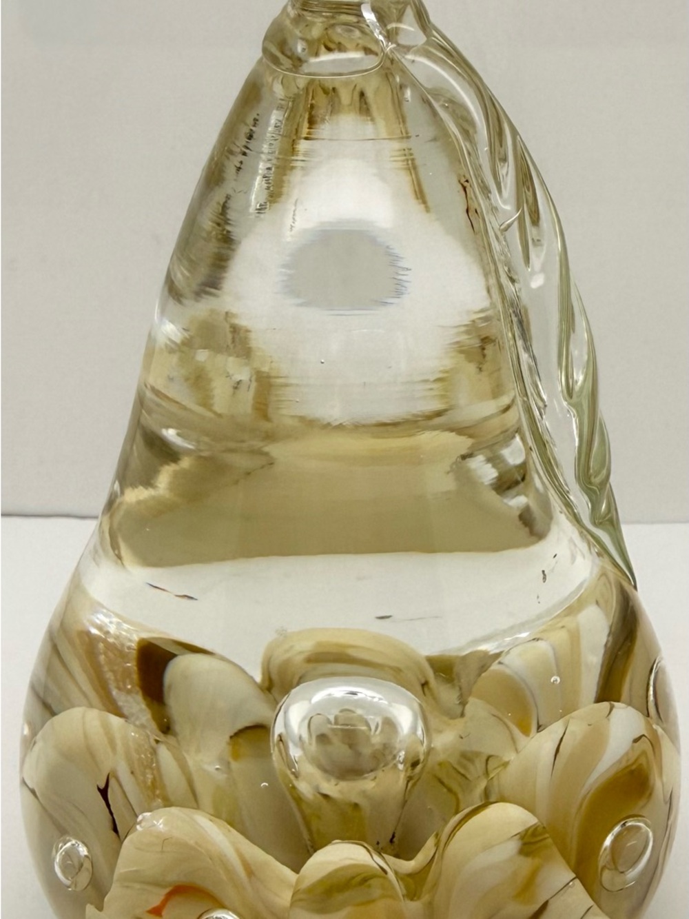 Vintage St. Clair Amber Art Glass Pear Paperweight Sculpture Figurine